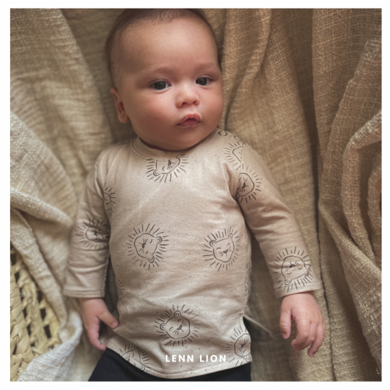 Babykleding - Lenn lion shirt logo sand