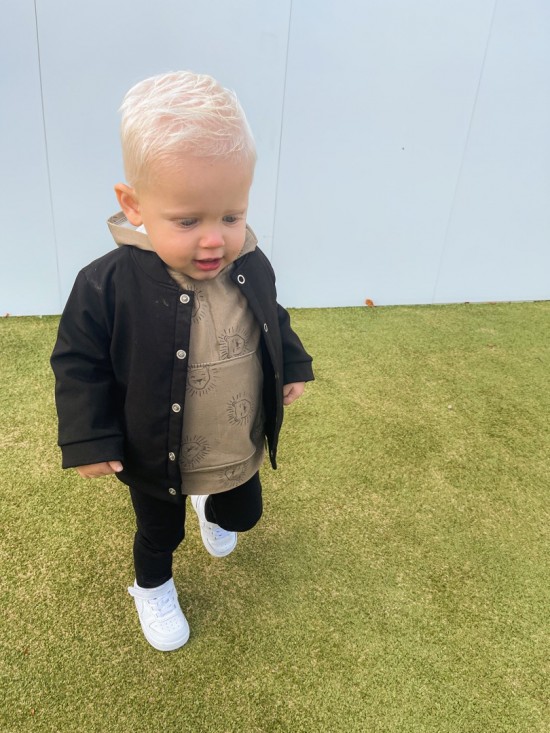 Babykleding - Lenn lion hoodie bruingroen logo