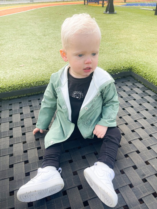 Babykleding - Lenn lion hoodie bombervest groen logo