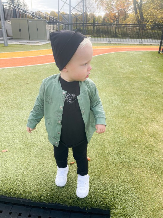 Babykleding - Lenn lion hoodie bombervest groen logo