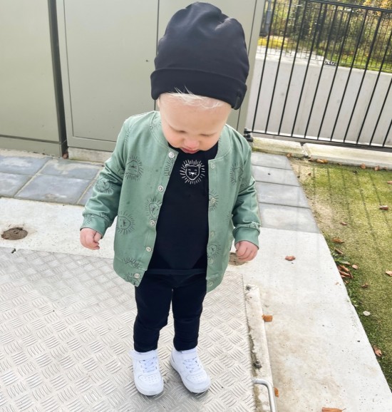 Babykleding - Lenn lion hoodie bombervest groen logo