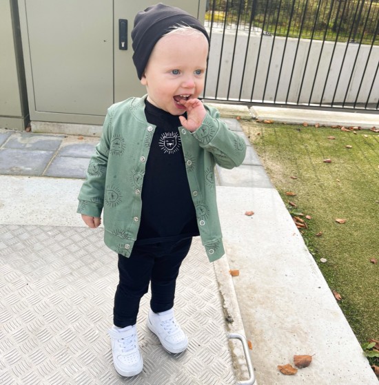 Babykleding - Lenn lion hoodie bombervest groen logo