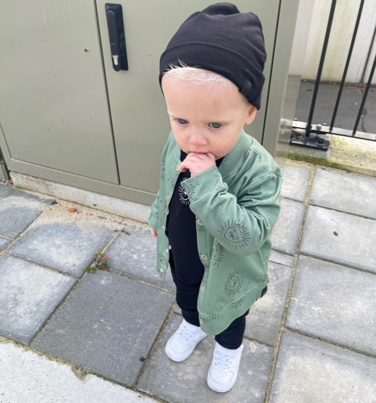 Babykleding - Lenn lion hoodie bombervest groen logo