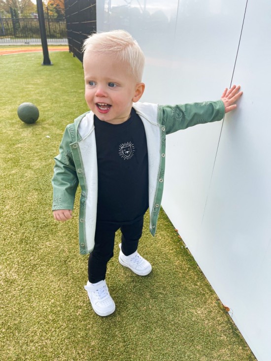 Babykleding - Lenn lion hoodie bombervest groen logo