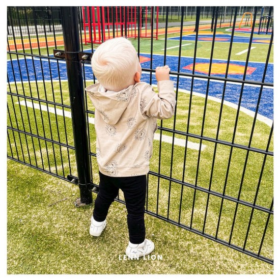 Babykleding - Lenn lion hoodie logo beige