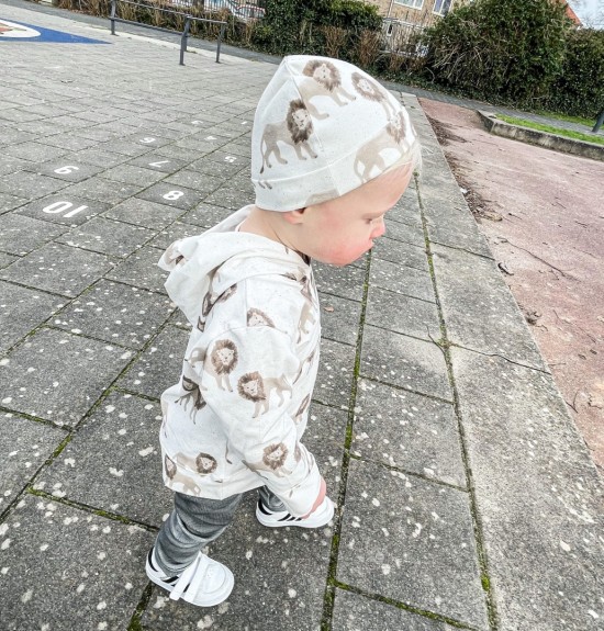 Babykleding - Lenn lion hoodie leeuw wit 
