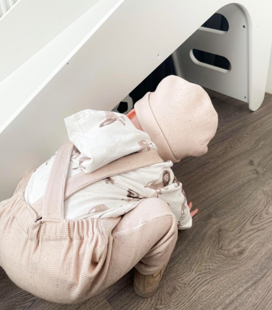 Babykleding - Lenn lion tuinbroek wafel beige stip