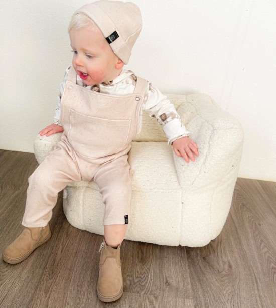 Babykleding - Lenn lion tuinbroek wafel beige stip