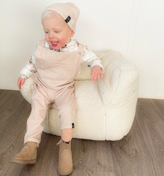 Babykleding - Lenn lion tuinbroek wafel beige stip