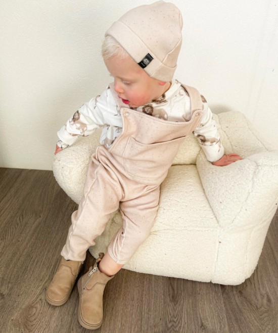 Babykleding - Lenn lion tuinbroek wafel beige stip