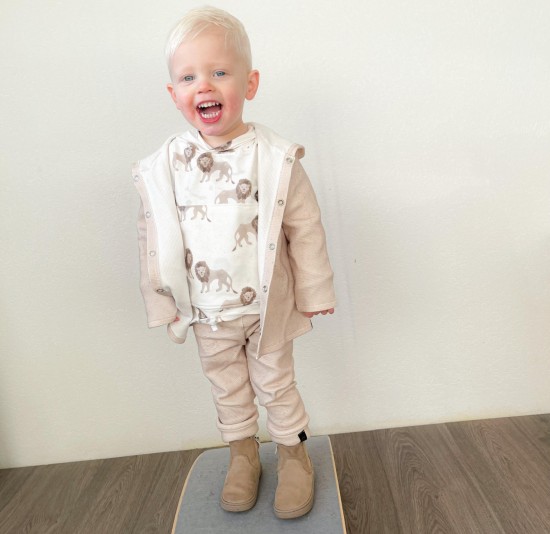 Babykleding - Lenn lion longvest beige wafel stip