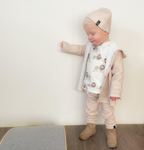 Babykleding - Lenn lion longvest beige wafel stip