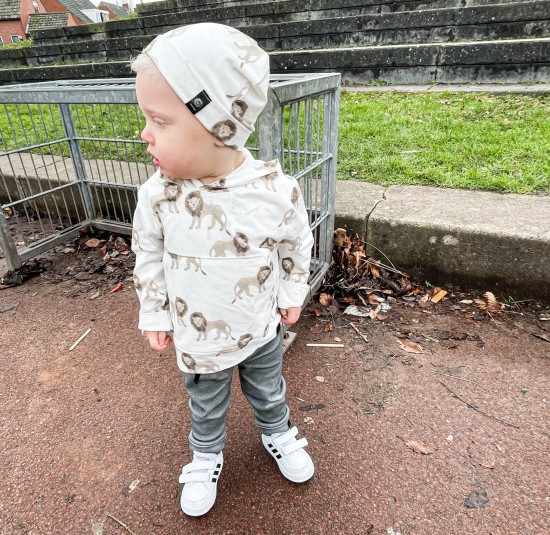 Babykleding - Lenn lion broek grey wafel 