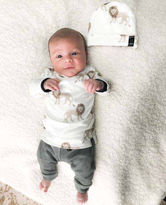 Babykleding - Lenn lion broek grey wafel 