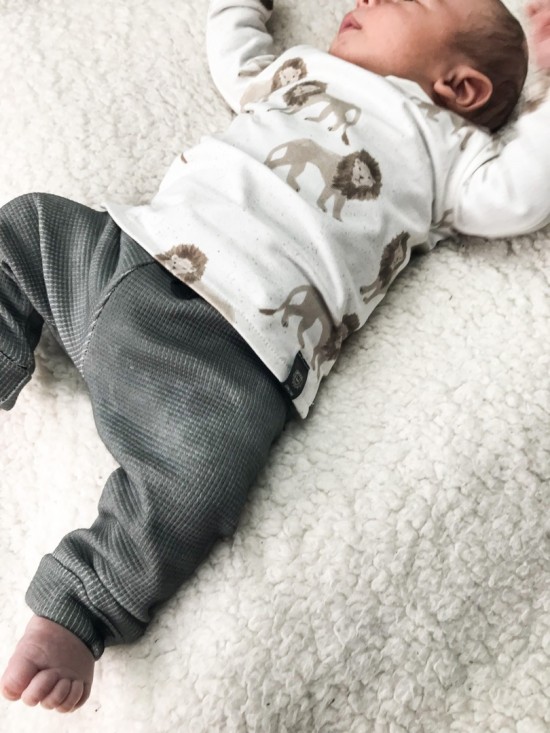 Babykleding - Lenn lion broek grey wafel 