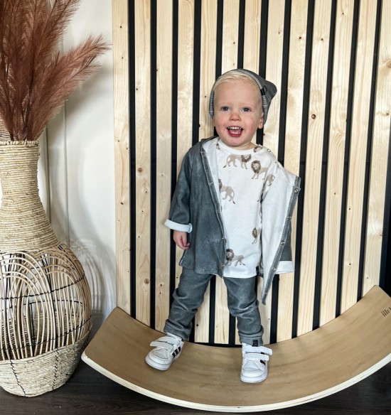 Babykleding - Lenn lion broek grey wafel 