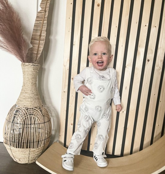 Babykleding - Lenn lion tuinbroek logo wit 