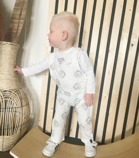 Babykleding - Lenn lion tuinbroek logo wit 