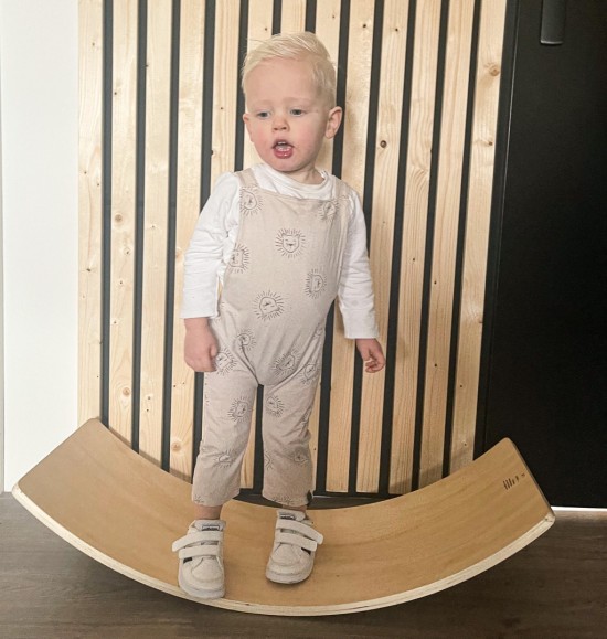 Babykleding - Lenn lion tuinbroek logo beige 