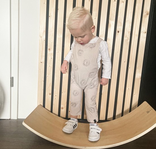 Babykleding - Lenn lion tuinbroek logo beige 