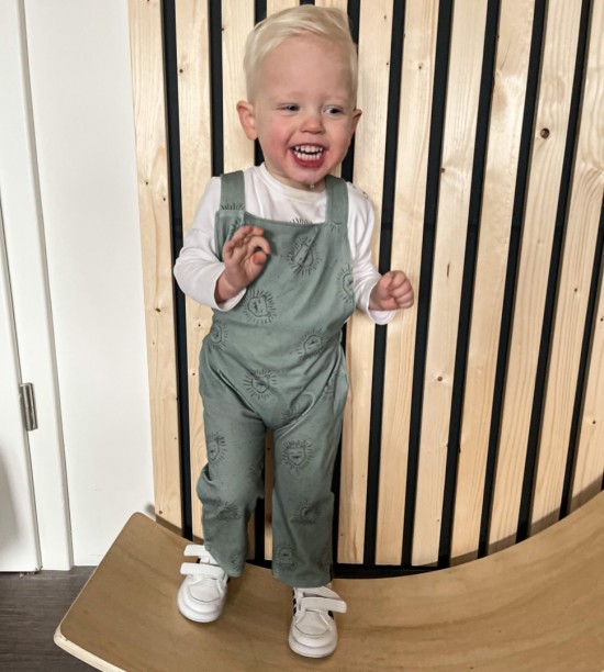 Babykleding - Lenn lion tuinbroek logo groen 