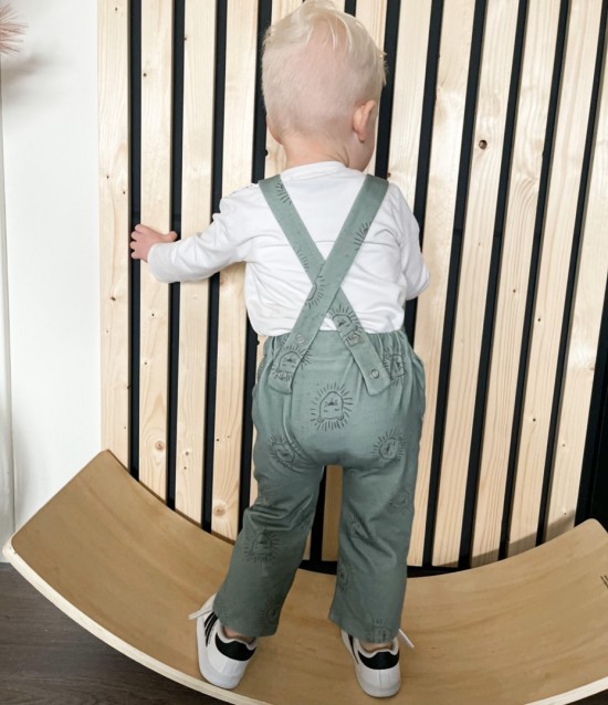 Babykleding - Lenn lion tuinbroek logo groen 