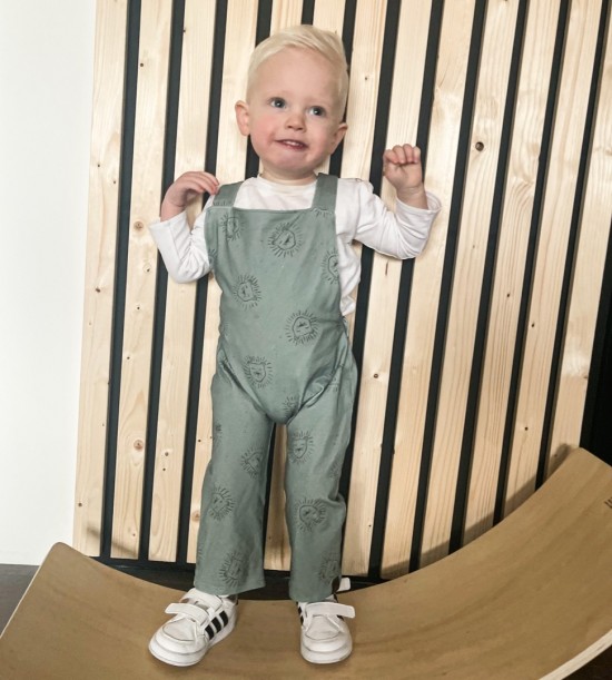 Babykleding - Lenn lion tuinbroek logo groen 