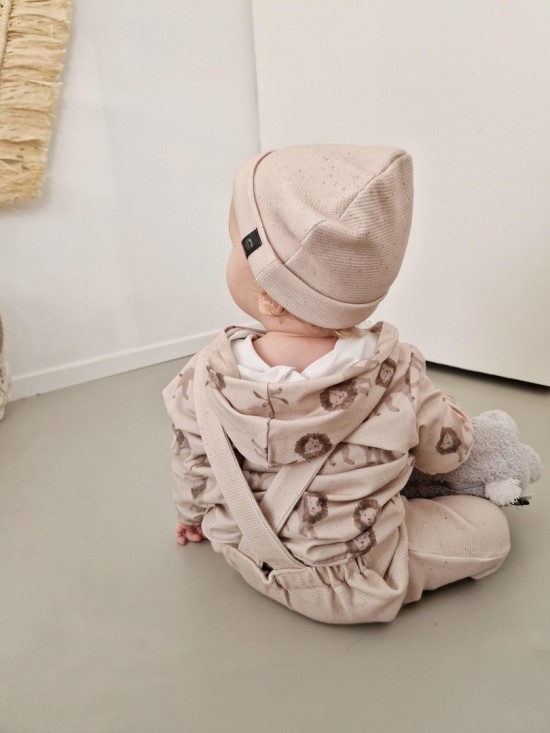 Babykleding - Lenn lion tuinbroek wafel beige stip
