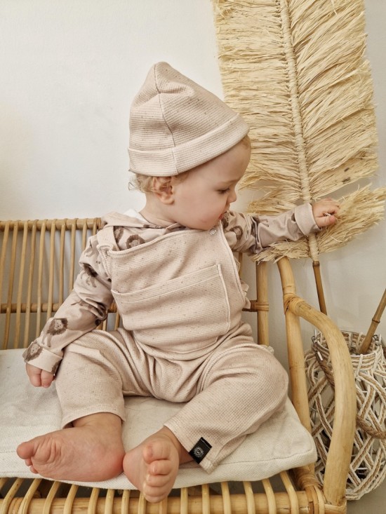 Babykleding - Lenn lion tuinbroek wafel beige stip